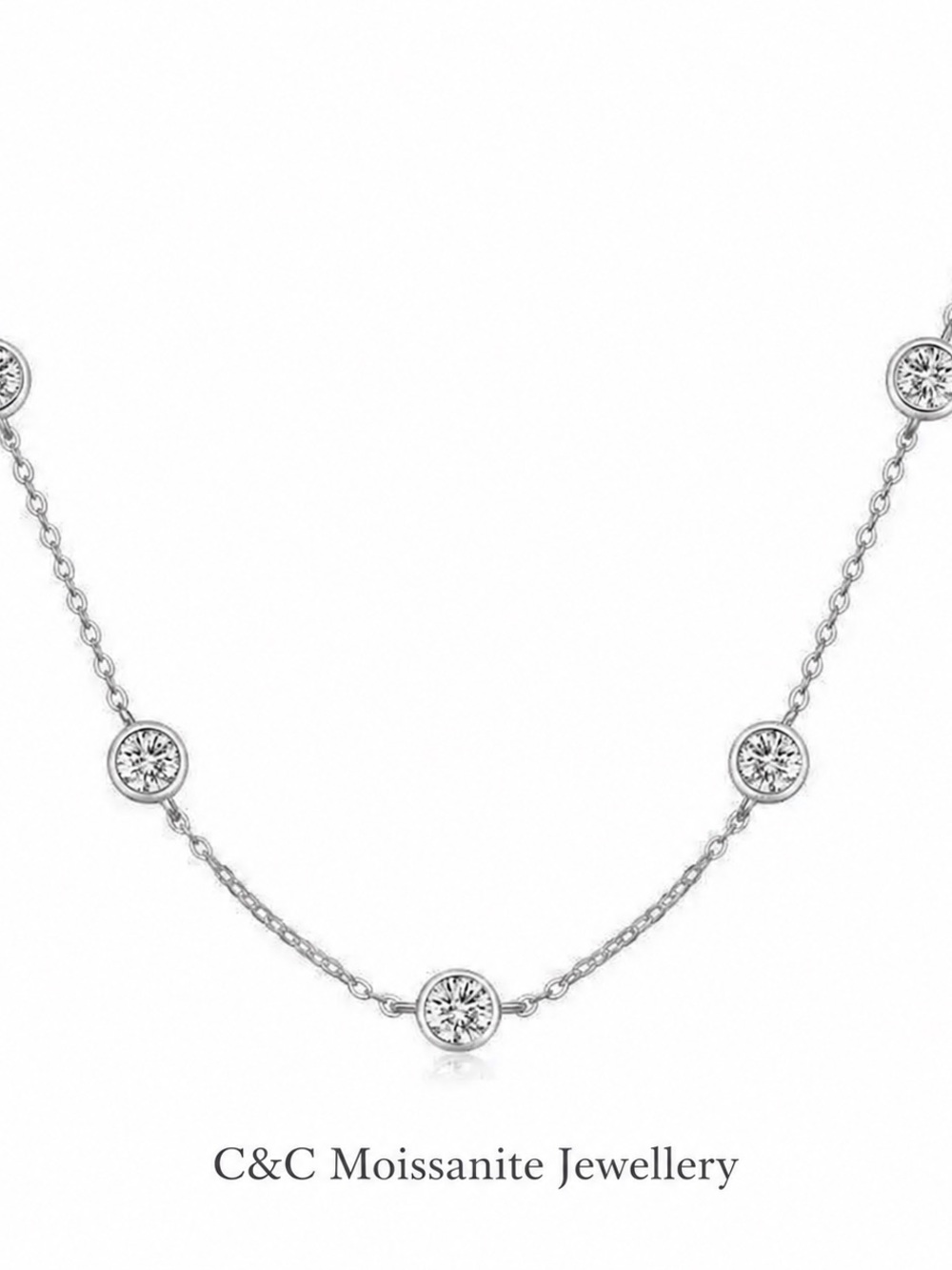 Silver Bezel Station Necklace